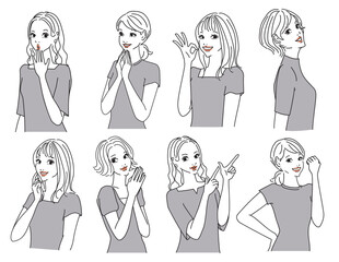 色々な表情のオシャレな女性上半身