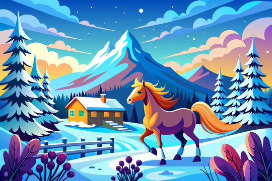 horse in the winter