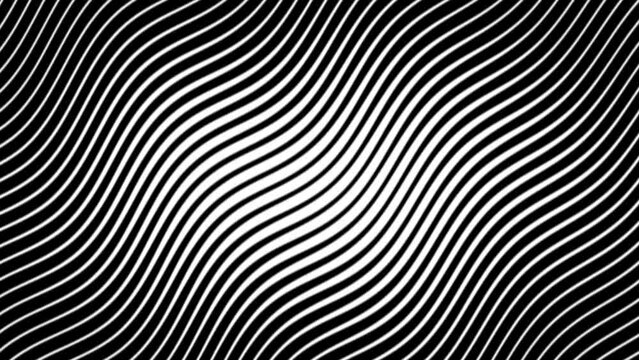 Animation of Black and white striped wavy pattern abstract background