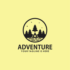 mountain and forest logo concept, adventure vintage logo inspiration