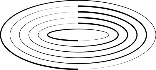 Oval icons with lines. Geometric shape