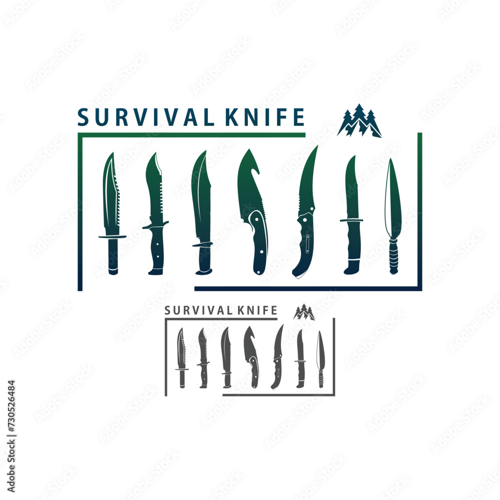 Wall mural survival knife logo design vector, adventure logo inspiration