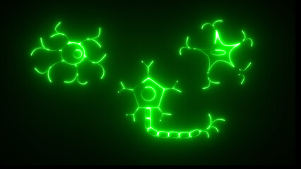 Neon glowing light neuron. Neuron is structural and functional unit of nervous system. Neuron is the most imprtant cell of nervous system.