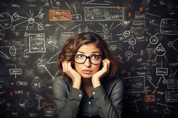 A Snapshot of a Woman in Physics: Surrounded by Chalkboard Equations and Bathed in the Light of a Desk Lamp