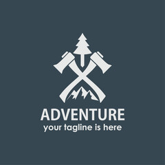Fototapeta na wymiar outdoor adventure vintage logo design, mountain and forest logo inspiration