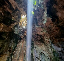 Sunbeam of light in cave in Marble Mountain at Da Nang Vietnam