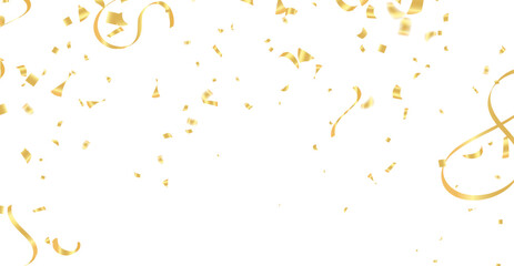 Golden confetti isolated. Festive background. Vector illustration