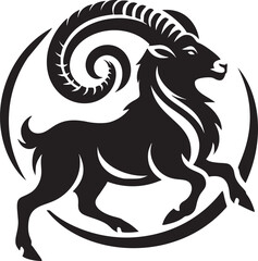 Monochrome Vector Illustration of Aries Ram