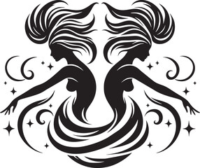 Gemini Twins Astrological Symbol Vector Illustration