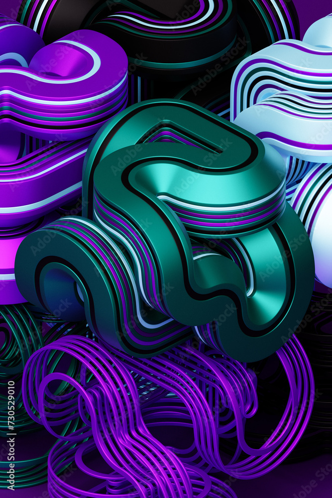 Poster 3d multicolor geometric shapes . abstract design elements. dynamic abctract pattern, 3d illustration