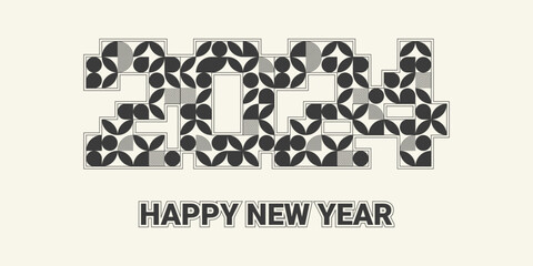 2024 geometric template. Retro abstract style numbers. Happy New Year design element for calendar, brochure, cover. Vector illustration