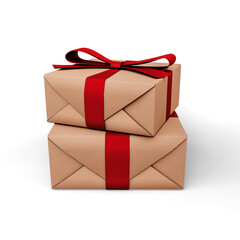 Gift Box. Template for Present, Valentine, Birthday or Wedding Banners. 3D Illustration. File with Clipping Path.