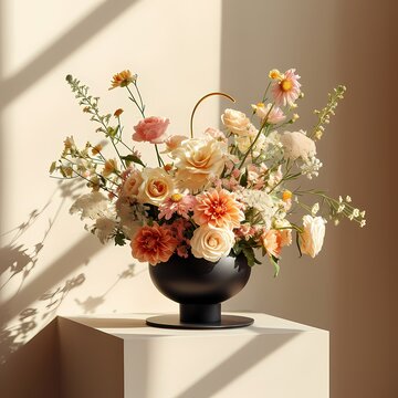 vase of flowers, in bright vibrant color