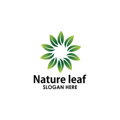 leaf and alphabet log design vector, nature logo inspiration