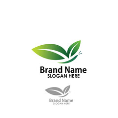 leaf and alphabet log design vector, nature logo inspiration