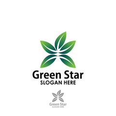 leaf and alphabet log design vector, nature logo inspiration