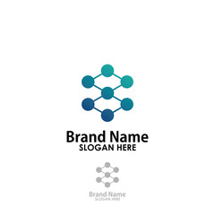 hexagon and tech logo design concept, technology logo inspiration