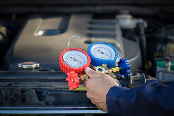 Car air conditioner check service, leak detection, fill refrigerant.Device and meter liquid cooling...