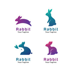 rabbit logo set design vector, animal logo inspiration