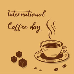 international coffee day design vector, cafe vintage background design inspiration