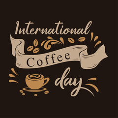 international coffee day design vector, cafe vintage background design inspiration