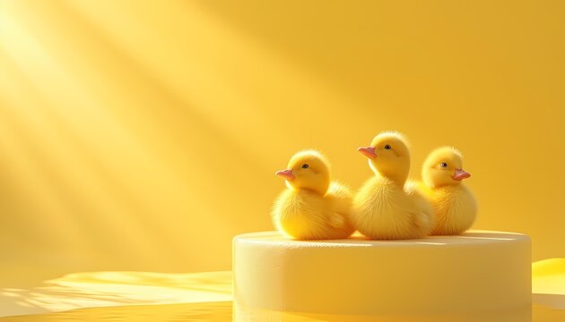 cute yellow duck in studio photo shoot background