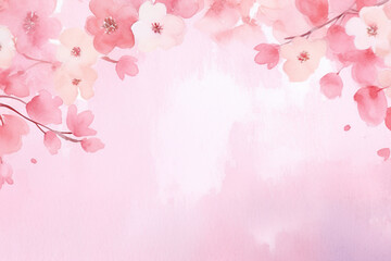 Fototapeta premium Blank paper on wedding card flower watercolor background