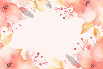 Fototapeta na wymiar Blank paper on wedding card flower watercolor background