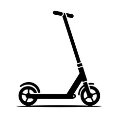 minimal Two wheeled Kick scooter vector black color silhouette, white background