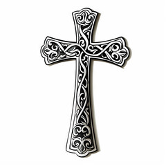Intricate Celtic Cross Isolated on White Background

