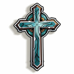 Stained Glass Style Christian Cross Illustration

