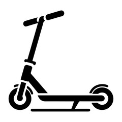 minimal Two wheeled Kick scooter vector black color silhouette, white background