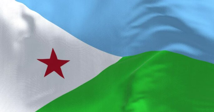 Close-up of National flag of Djibouti waving