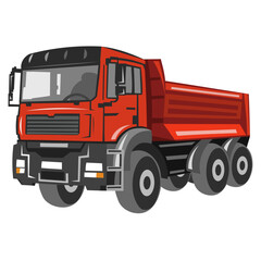 Red construction truck vector image on white background. Construction truck collection