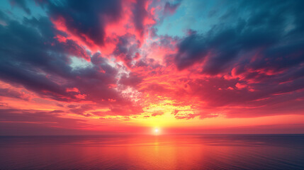 Obraz premium beautiful sunset sky background, Real majestic sunrise sundown sky background with gentle colorful clouds without birds 