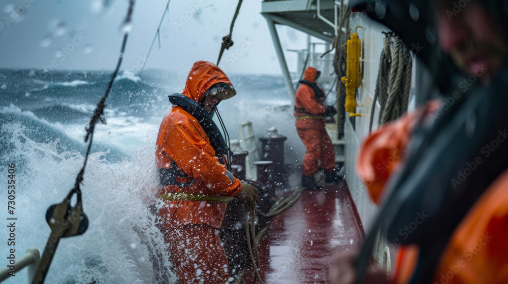 Poster despite the challenges of a rough sea the ships crew works together to maintain safe and efficient o