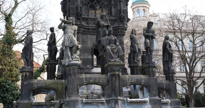 Detail of the statues of the Kranner's Fountain Prague, Monument dedicated to Emperor Franz I of Austria.