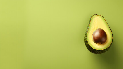 close-up of a fresh avocado slice on a green background