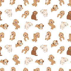 CUTE MALTIPOO PUPPIES IN SOME MOVES SEAMLESS PATTERN