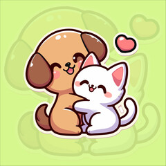 Cartoon Cat and dog cut happy 