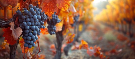 Autumn grapes in winemaker's vineyard.