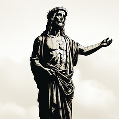 Fototapeta premium Stylized Illustration of Jesus Christ with Open Arms