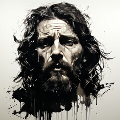 Fototapeta premium abstract art monochrome portrait of a bearded man