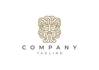 Zeus line style logo design vector icon illustration