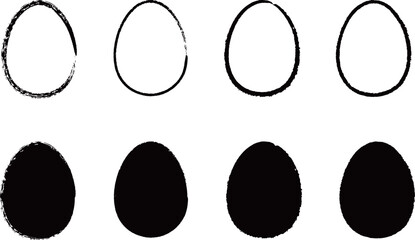 イースターエッグ、卵のブラシテクスチャのシルエット