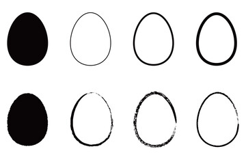 イースターエッグ、卵のブラシテクスチャのシルエット