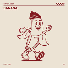 Banana Retro Mascot, cartoon mascot