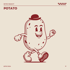 Potato Retro Mascot, cartoon mascot