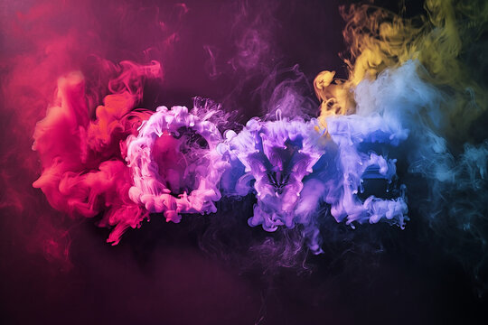 Colorful smoke of vape in the form of text - Love