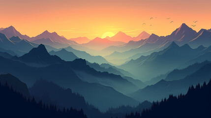 Stunning mountains, panoramic peaks PPT background